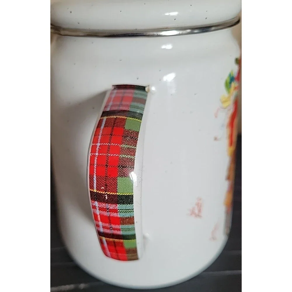 Vintage Hallmark Jan Karon White Enamel Santa Claus Holiday Coffee/Tea Pot